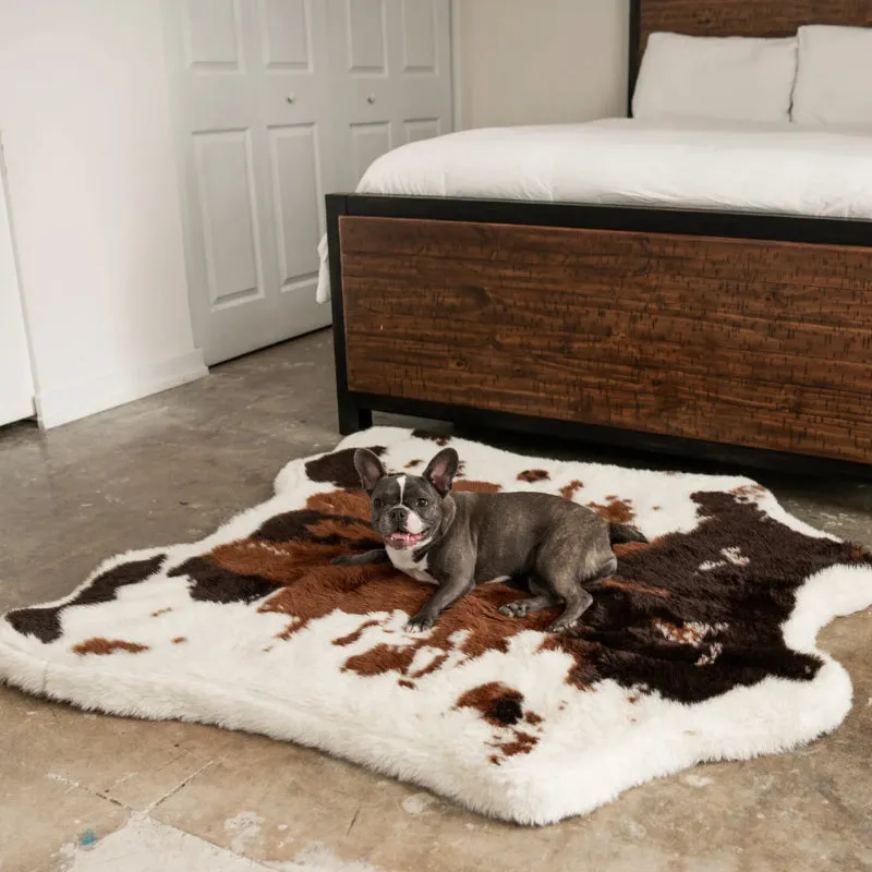 Paw Brands, PupRug™ Animal Print Memory Foam Dog Bed, Brown Faux Cowhide