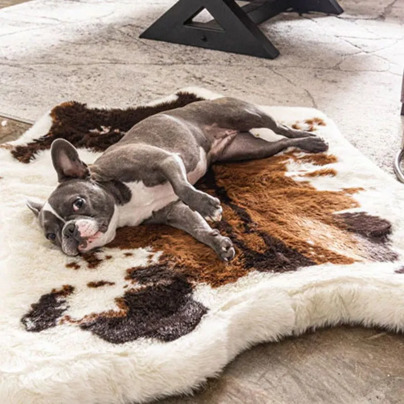 Paw Brands, PupRug™ Animal Print Memory Foam Dog Bed, Brown Faux Cowhide