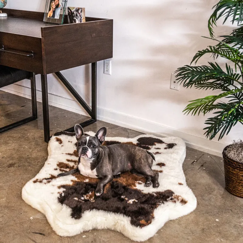 Paw Brands, PupRug™ Animal Print Memory Foam Dog Bed, Brown Faux Cowhide