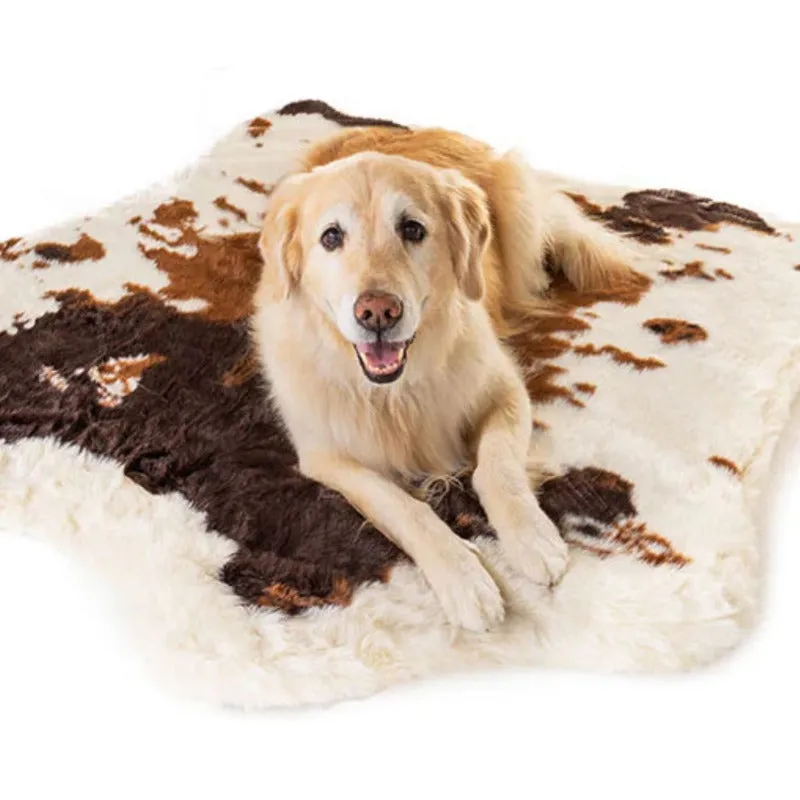 Paw Brands, PupRug™ Animal Print Memory Foam Dog Bed, Brown Faux Cowhide