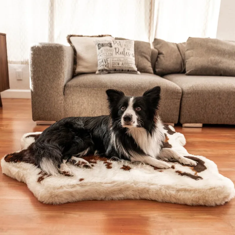 Paw Brands, PupRug™ Animal Print Memory Foam Dog Bed, Brown Faux Cowhide