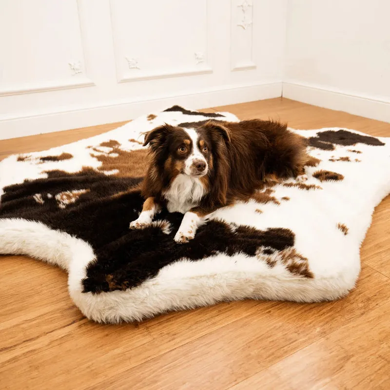 Paw Brands, PupRug™ Animal Print Memory Foam Dog Bed, Brown Faux Cowhide