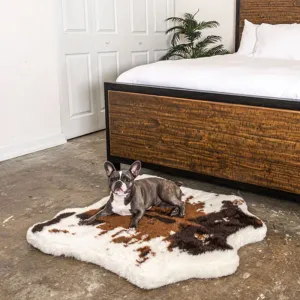 Paw Brands, PupRug™ Animal Print Memory Foam Dog Bed, Brown Faux Cowhide