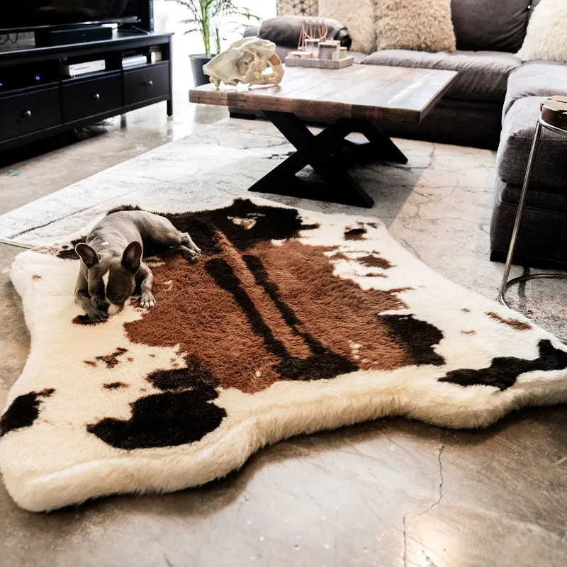 Paw Brands, PupRug™ Animal Print Memory Foam Dog Bed, Brown Faux Cowhide