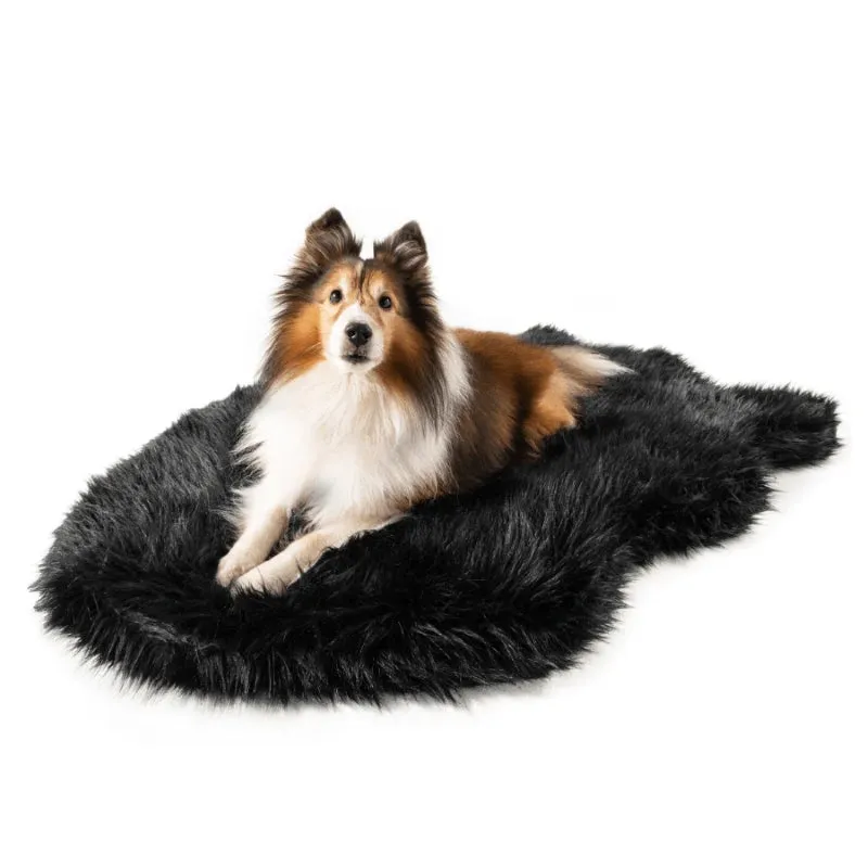 Paw Brands, PupRug by Paw.com™ Faux Fur Orthopedic Dog Bed, Curve Midnight Black