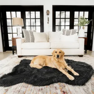 Paw Brands, PupRug by Paw.com™ Faux Fur Orthopedic Dog Bed, Curve Midnight Black