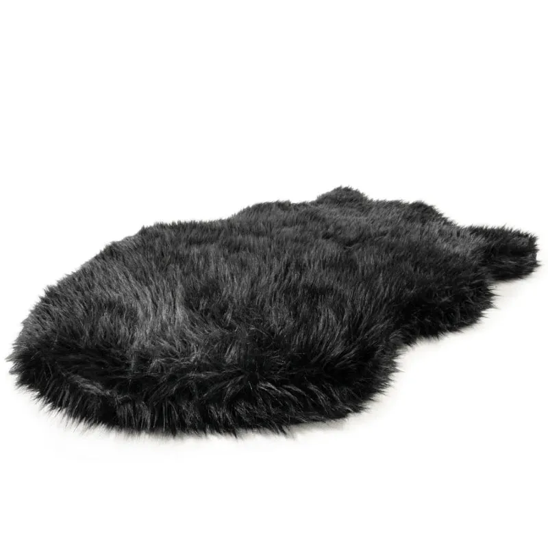 Paw Brands, PupRug by Paw.com™ Faux Fur Orthopedic Dog Bed, Curve Midnight Black