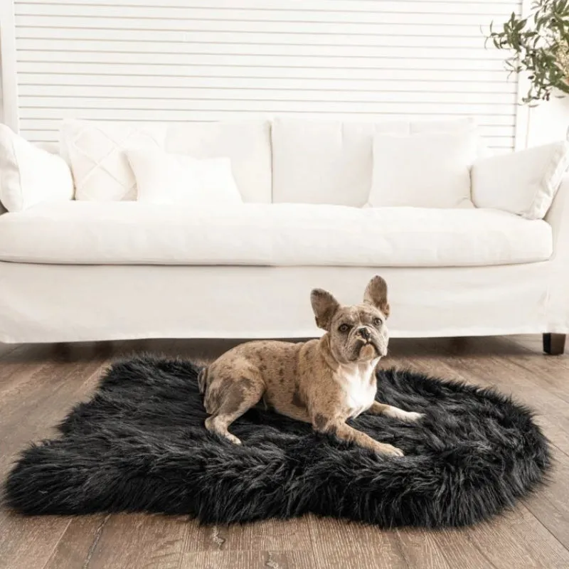 Paw Brands, PupRug by Paw.com™ Faux Fur Orthopedic Dog Bed, Curve Midnight Black