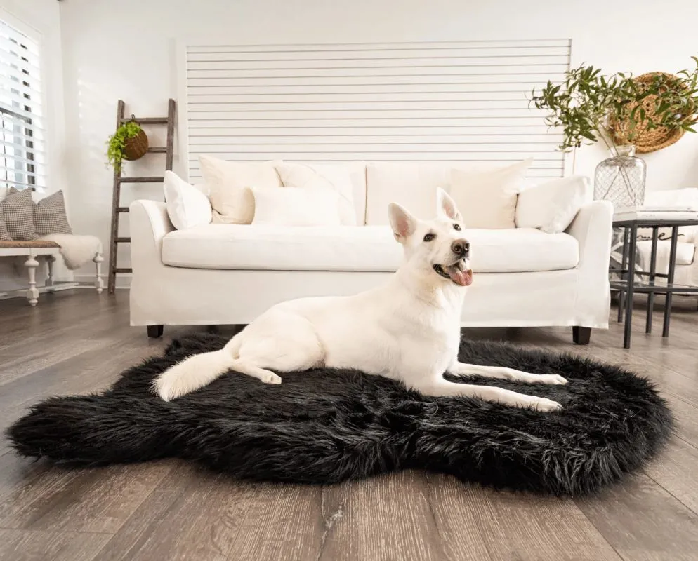 Paw Brands, PupRug by Paw.com™ Faux Fur Orthopedic Dog Bed, Curve Midnight Black