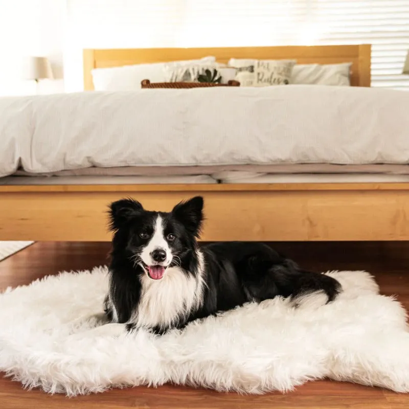 Paw Brands, PupRug™ Faux Fur Orthopedic Dog Bed, Curve Polar White
