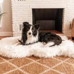 Paw Brands, PupRug™ Faux Fur Orthopedic Dog Bed, Curve Polar White