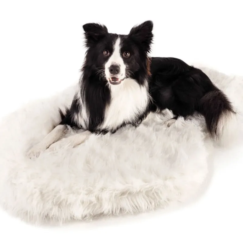Paw Brands, PupRug™ Faux Fur Orthopedic Dog Bed, Curve Polar White
