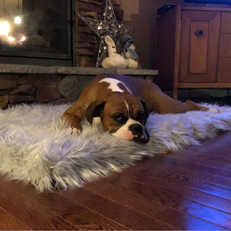 Paw Brands, PupRug™ Faux Fur Orthopedic Dog Bed - Rectangle Grey