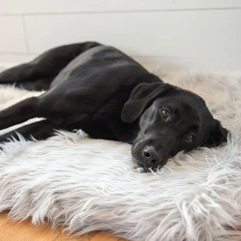 Paw Brands, PupRug™ Faux Fur Orthopedic Dog Bed - Rectangle Grey