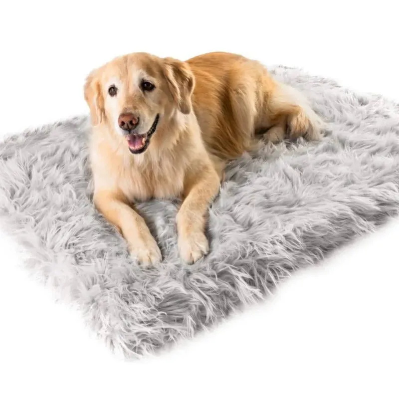 Paw Brands, PupRug™ Faux Fur Orthopedic Dog Bed - Rectangle Grey
