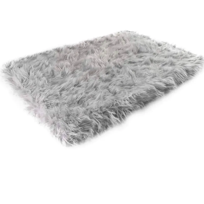 Paw Brands, PupRug™ Faux Fur Orthopedic Dog Bed - Rectangle Grey