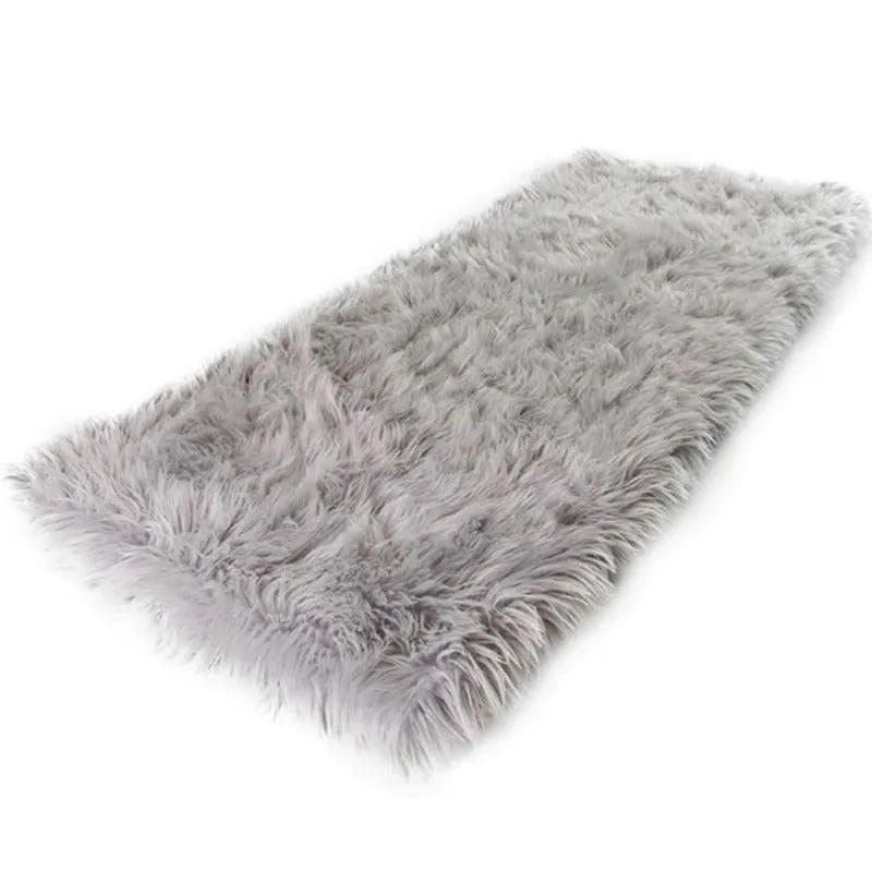 Paw Brands, PupRug™ Runner Faux Fur Memory Foam Dog Bed, Rectangle Grey