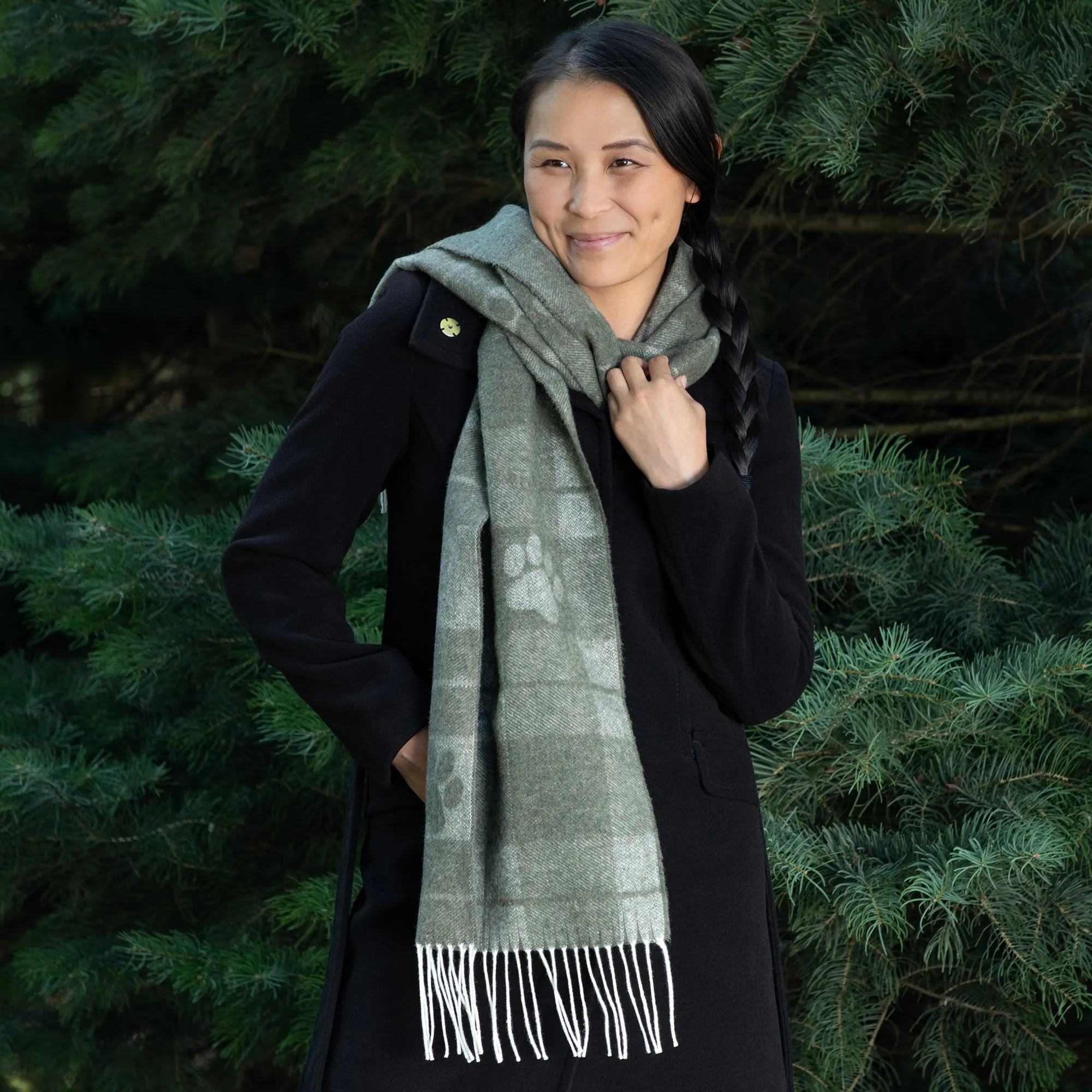Paw Plaid Merino Wool & Cashmere Scarf
