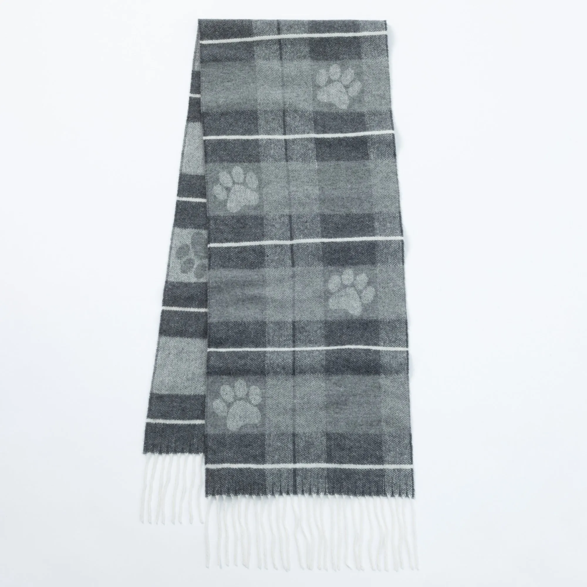 Paw Plaid Merino Wool & Cashmere Scarf