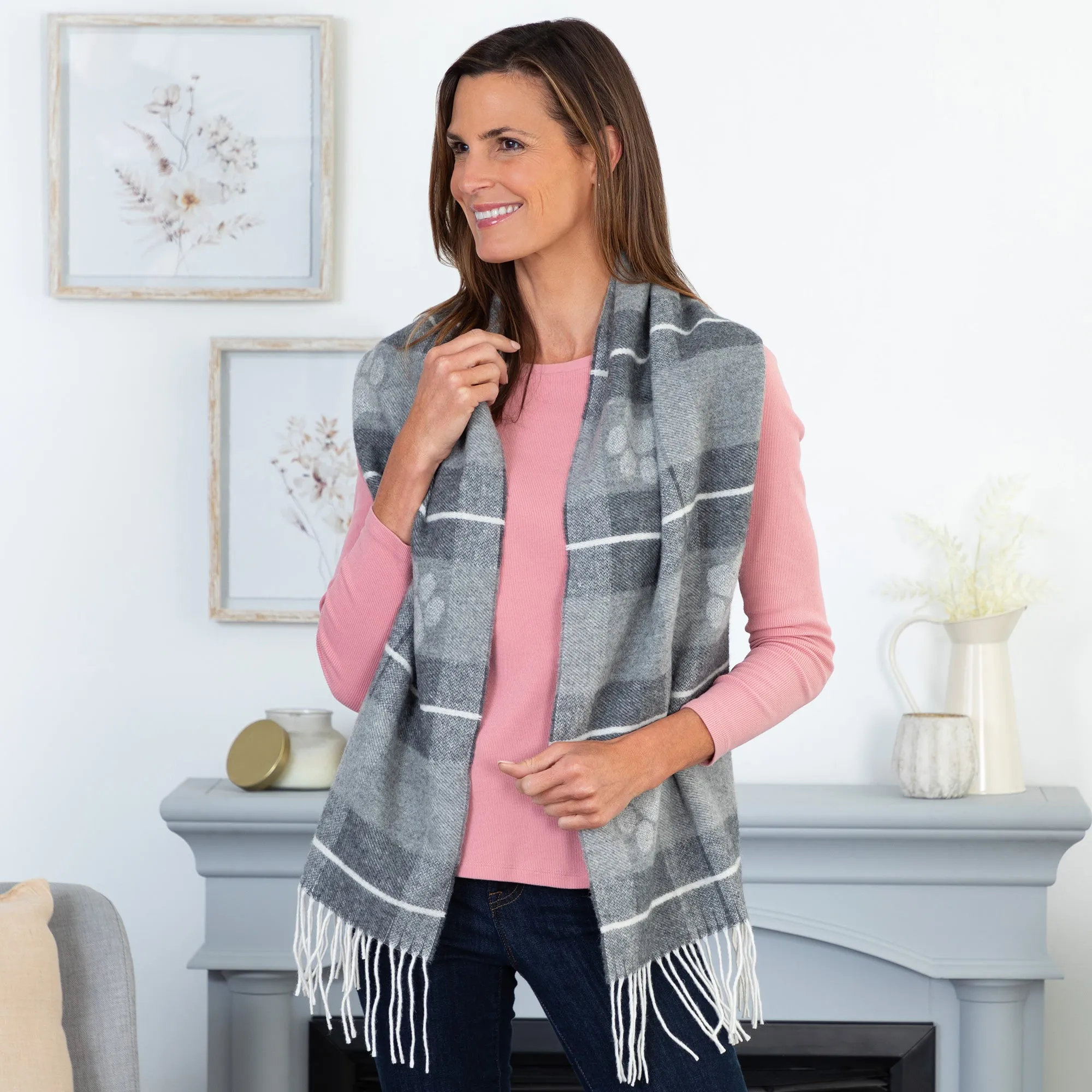 Paw Plaid Merino Wool & Cashmere Scarf