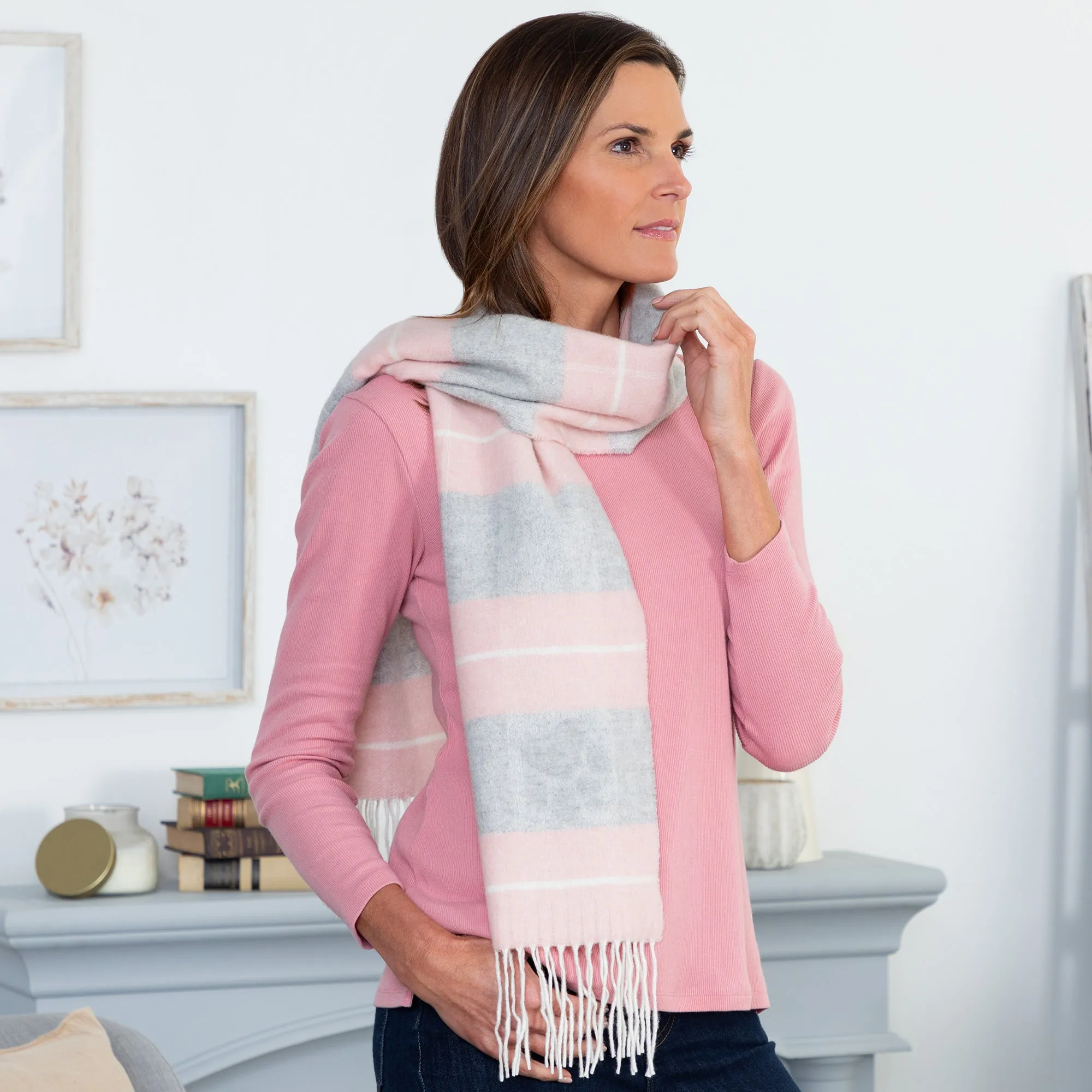 Paw Plaid Merino Wool & Cashmere Scarf