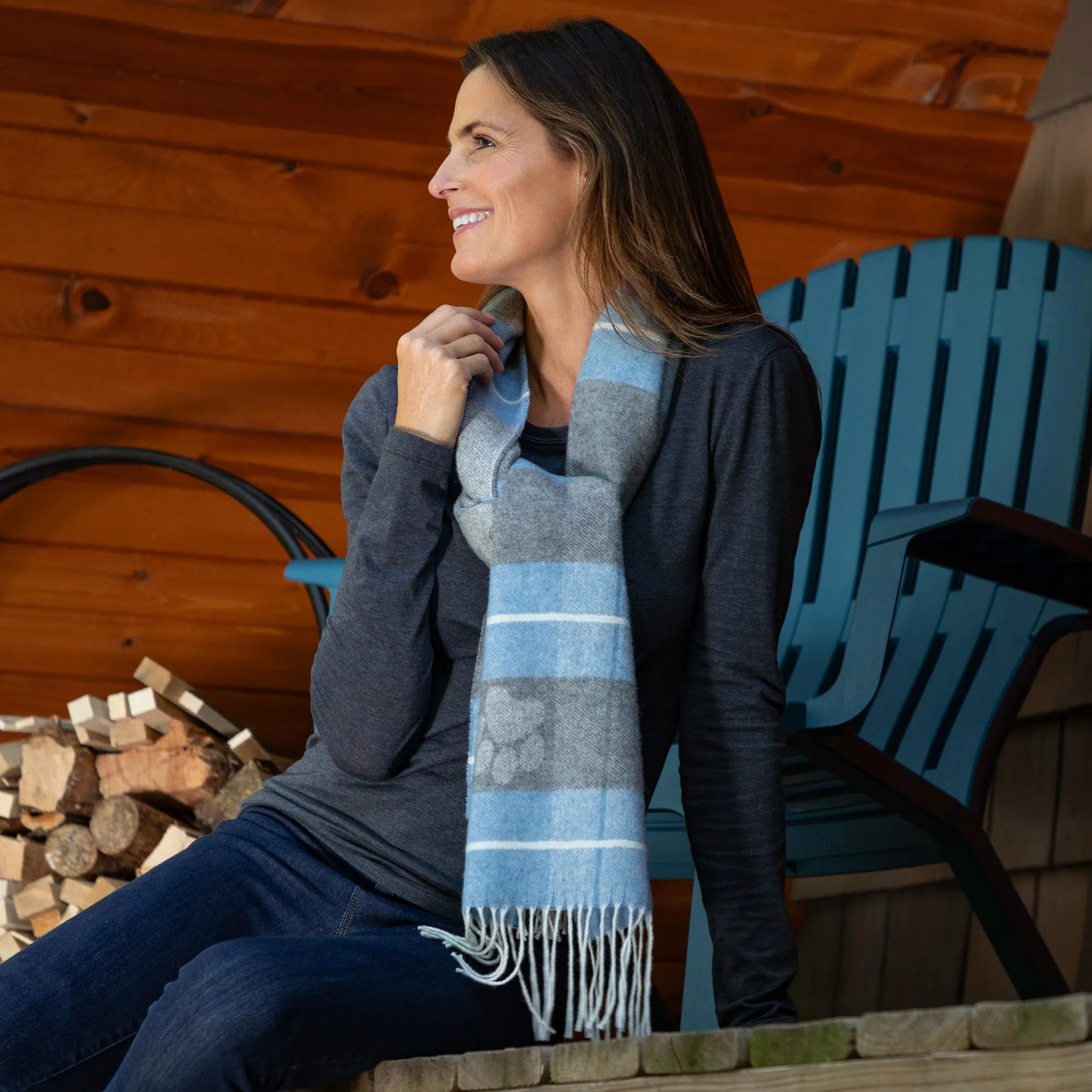 Paw Plaid Merino Wool & Cashmere Scarf