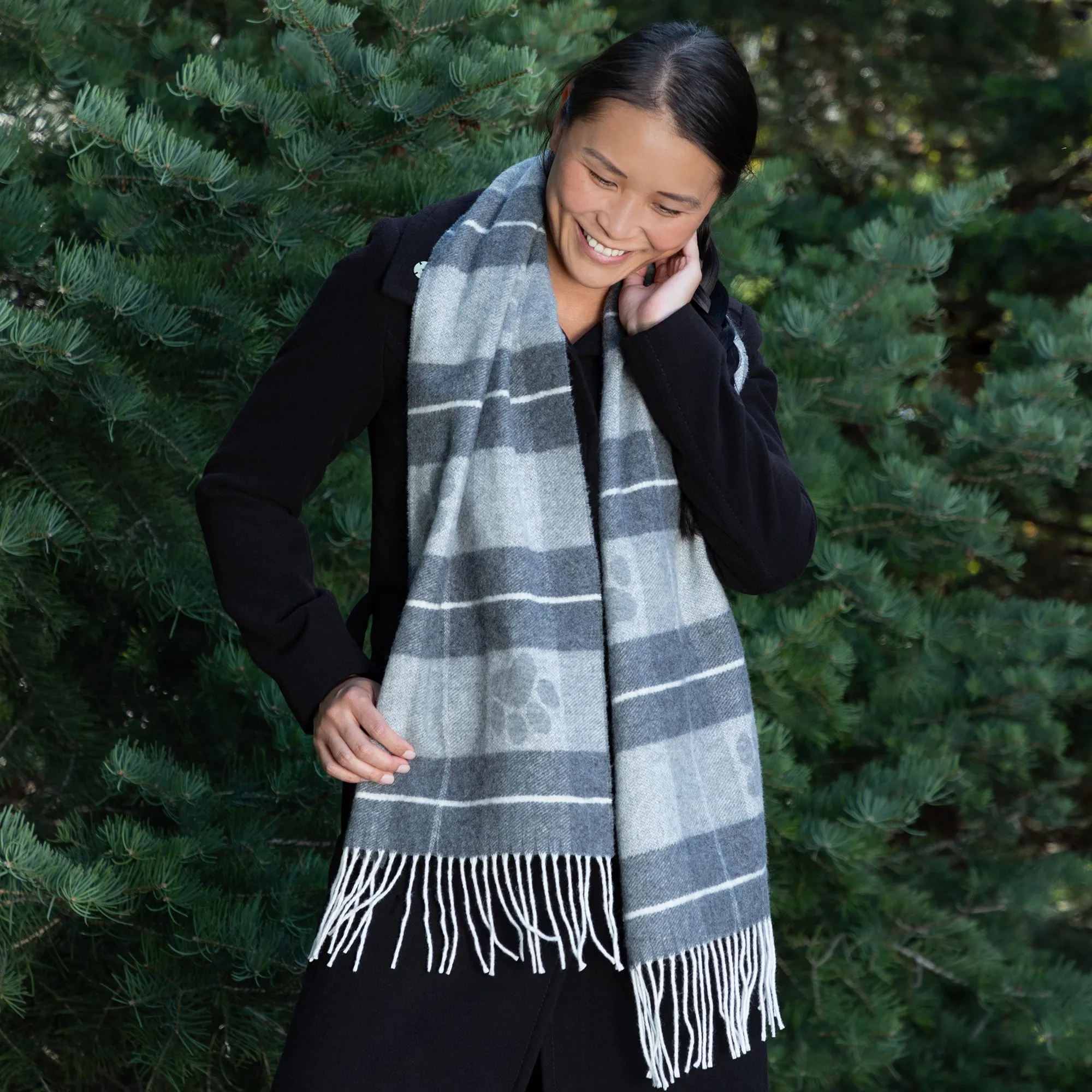 Paw Plaid Merino Wool & Cashmere Scarf