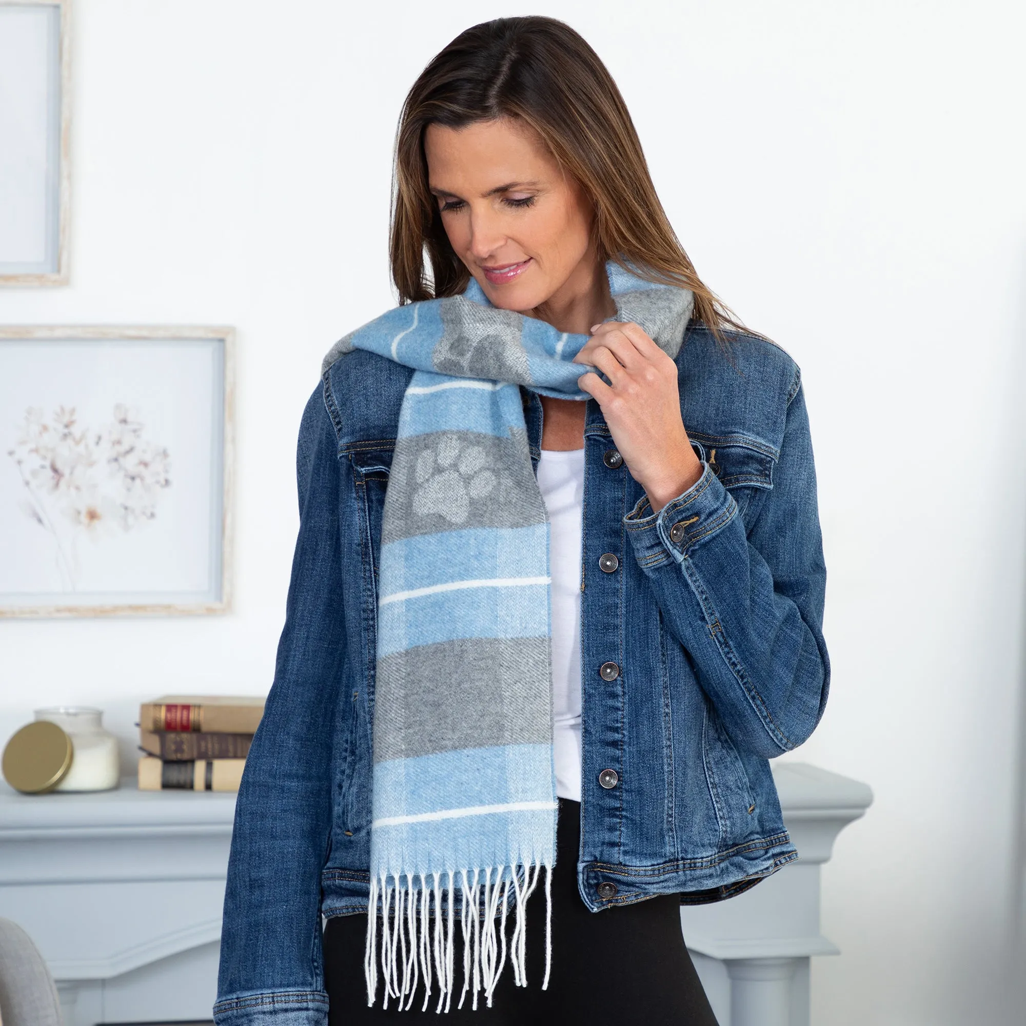 Paw Plaid Merino Wool & Cashmere Scarf