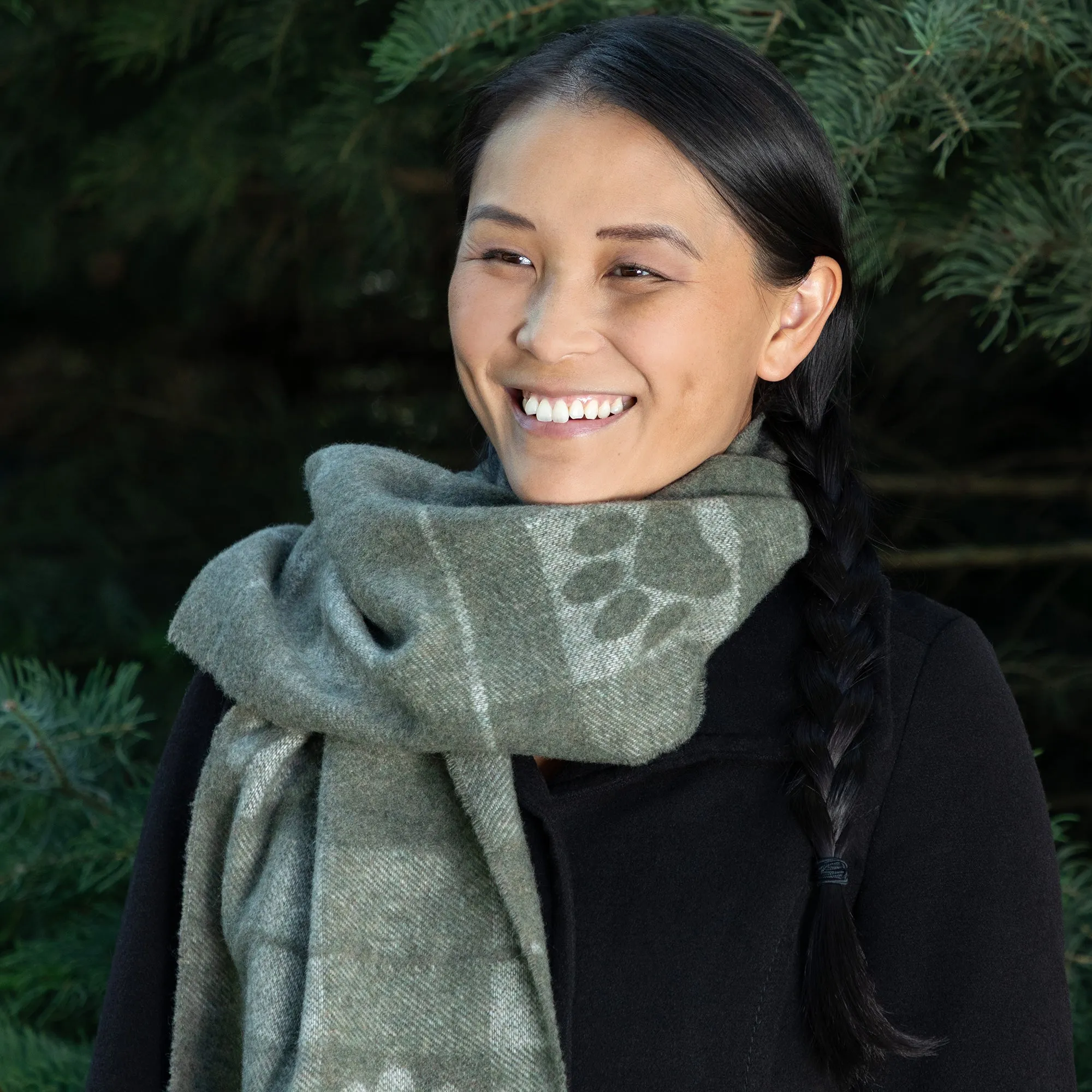 Paw Plaid Merino Wool & Cashmere Scarf