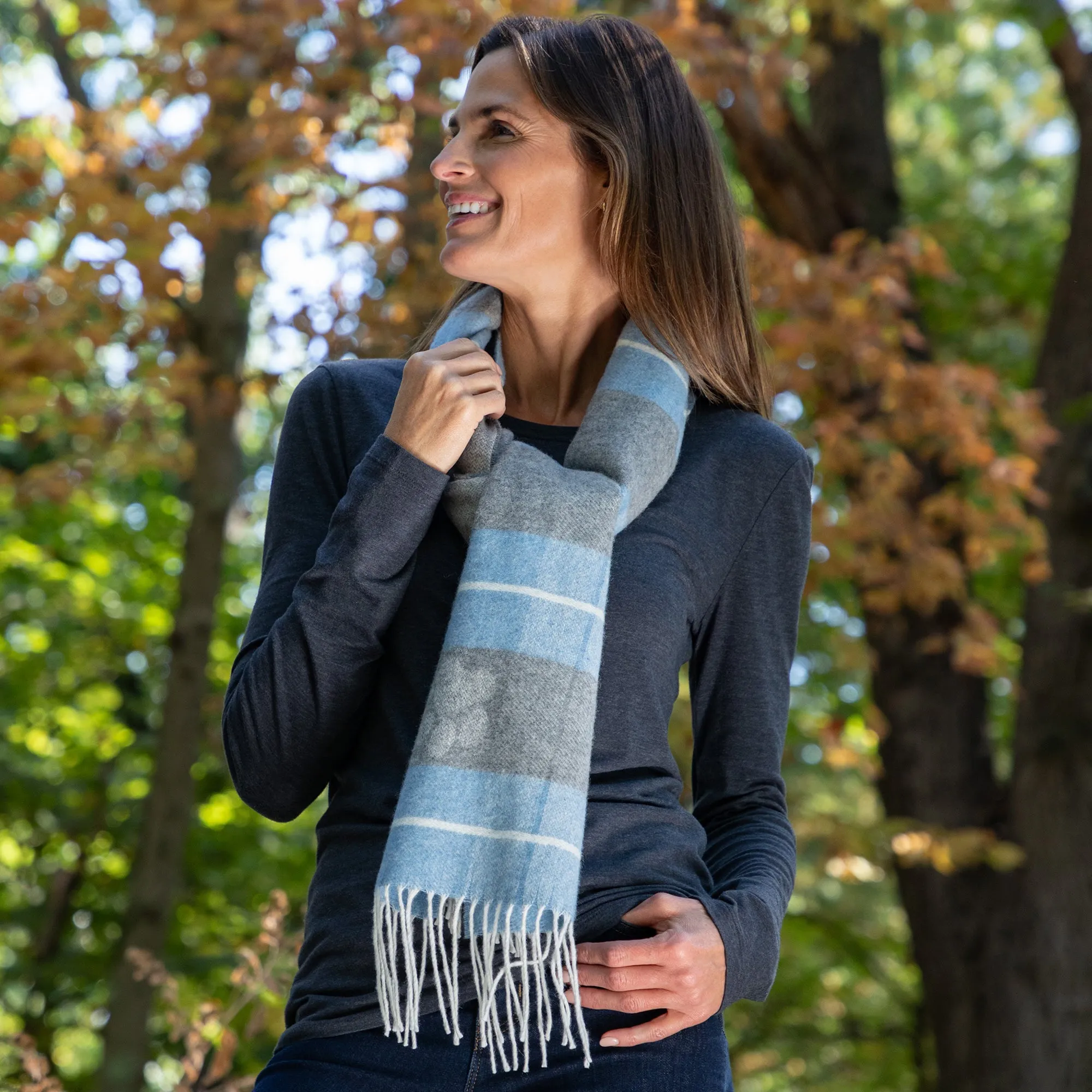Paw Plaid Merino Wool & Cashmere Scarf