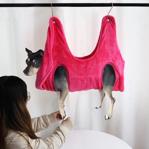 Pet Soft Flannel Grooming Hammock Restraint Bag