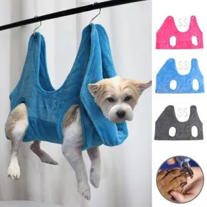 Pet Soft Flannel Grooming Hammock Restraint Bag