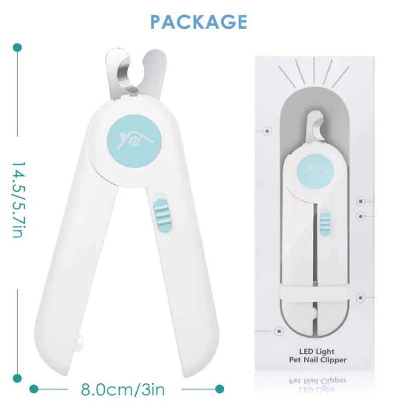 Pipers Cat Dog Nail Clippers Trimmer Pet Nail Clippers LED Light Avoid Over-Cutting Hidden Nail File Razor Sharp Blade