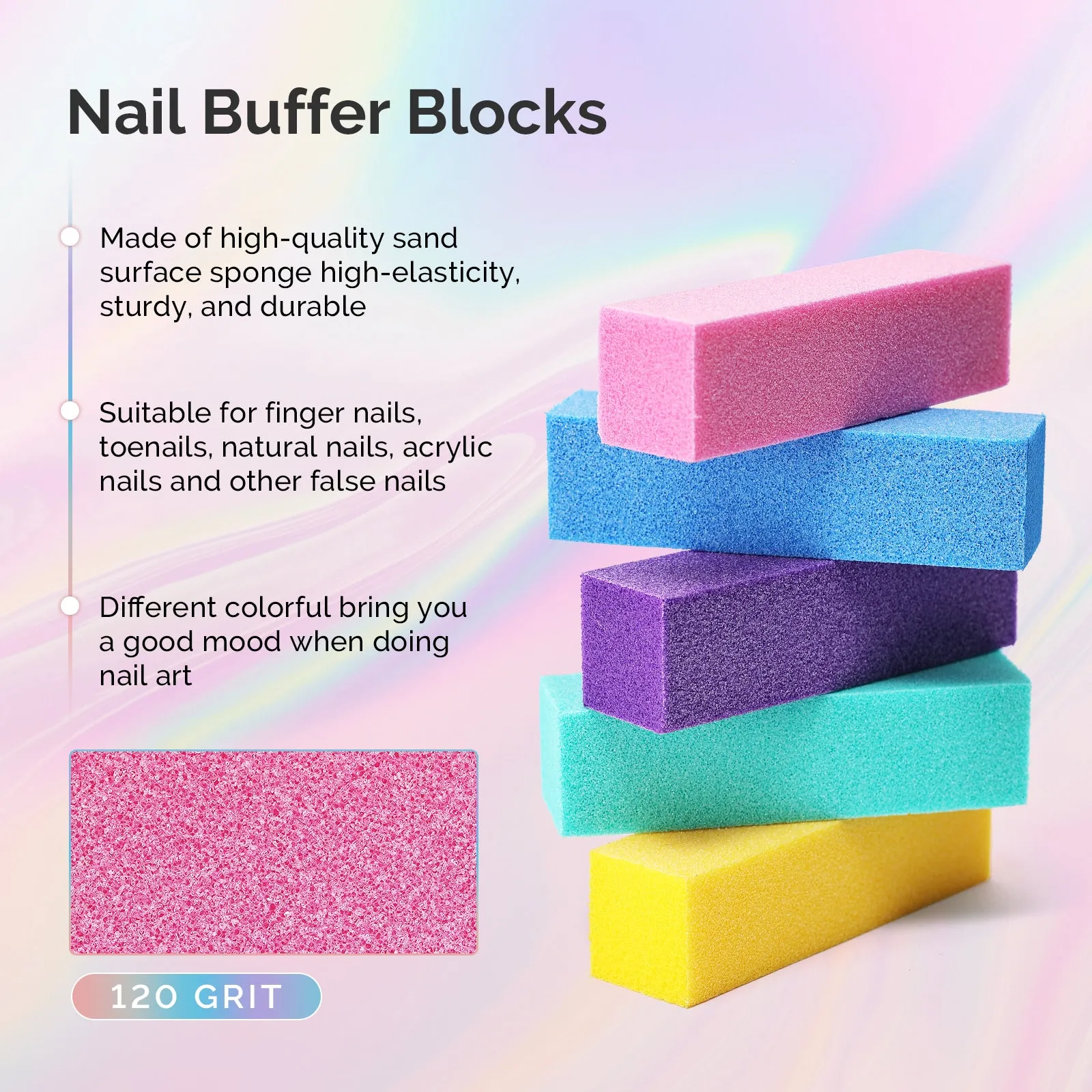 Professional Nail Files and Buffers 16Pcs Kit - 100/180 Grit