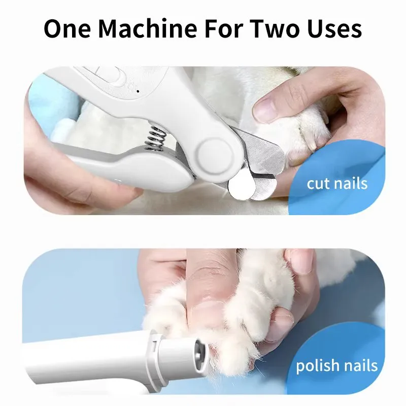 Rechargeable 2-in-1 Pet Nail Grinder and Clipper with LED Light