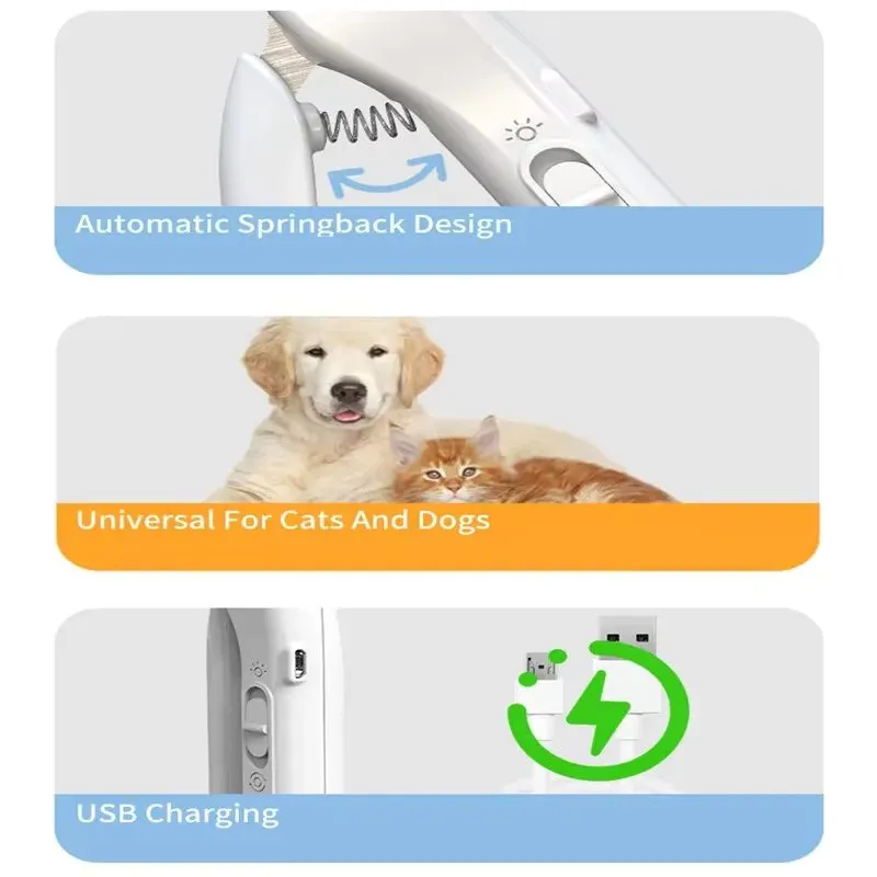 Rechargeable 2-in-1 Pet Nail Grinder and Clipper with LED Light