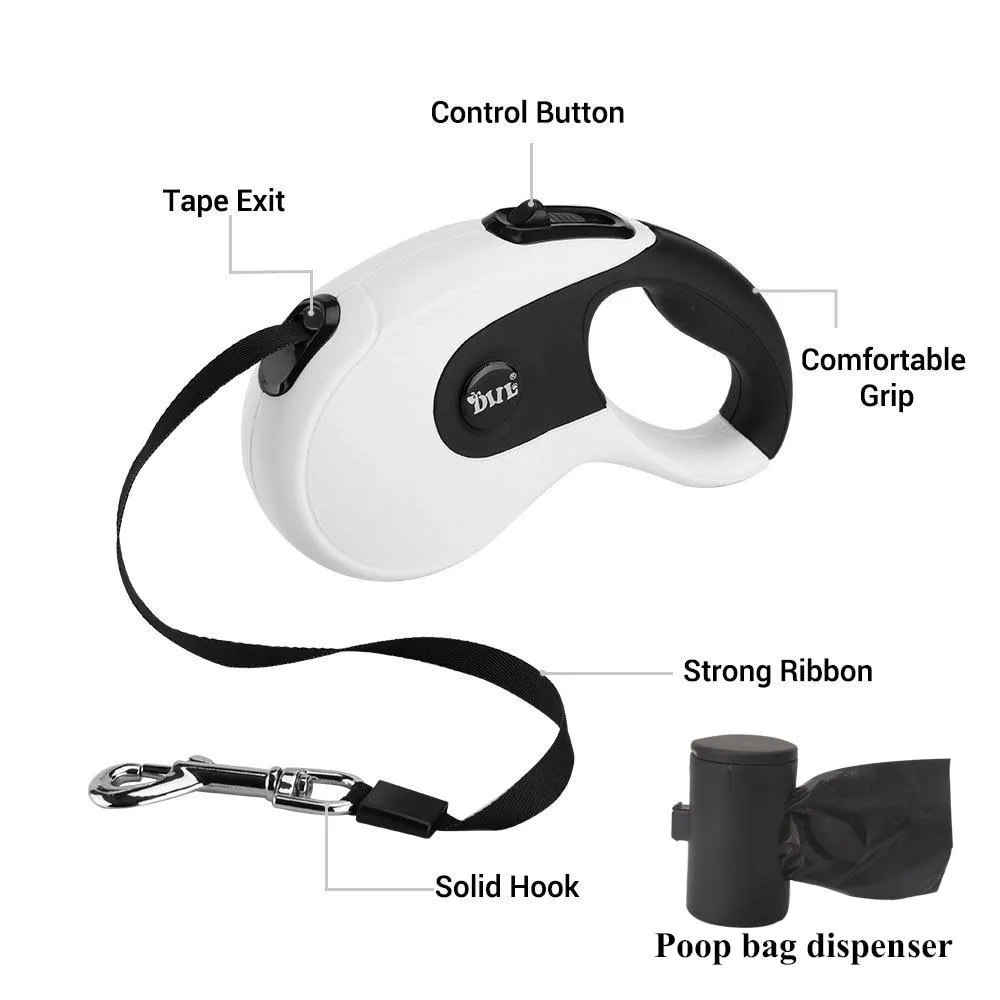 Retractable Dog Leash with Bag Holder -  5 Meter