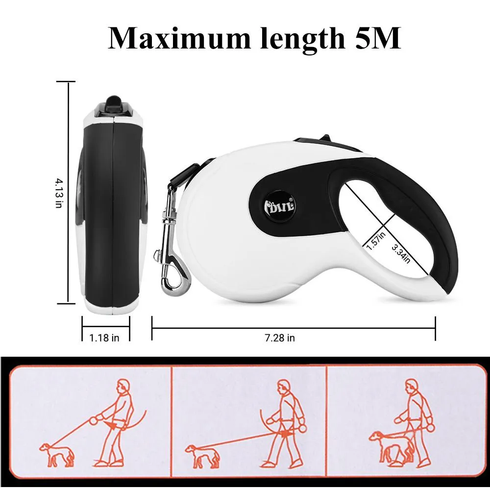 Retractable Dog Leash with Bag Holder -  5 Meter