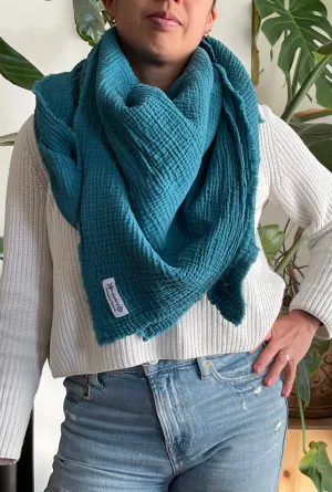 Teal Gauze Blanket Scarf