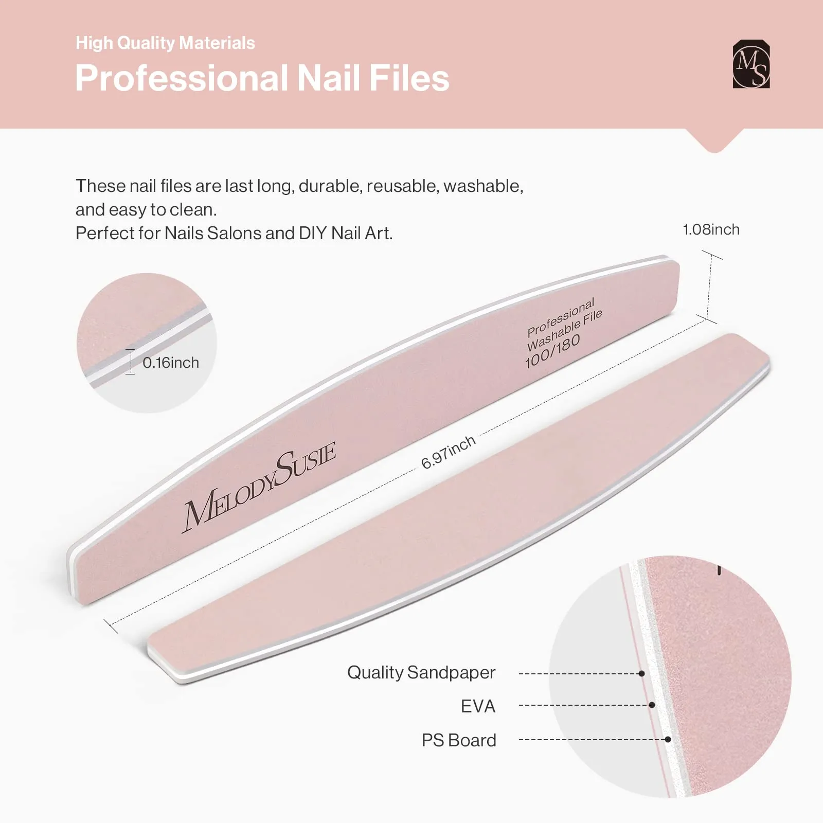 Washable Halfmoon Nail Files 100/180