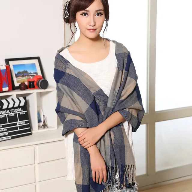 Winter Scarf Women Blanket Plaid Scarf