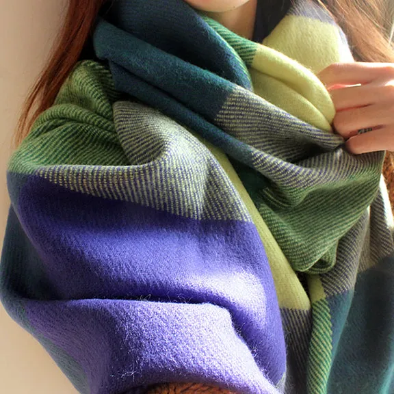 Winter Scarf Women Blanket Plaid Scarf