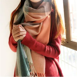 Winter Scarf Women Blanket Plaid Scarf