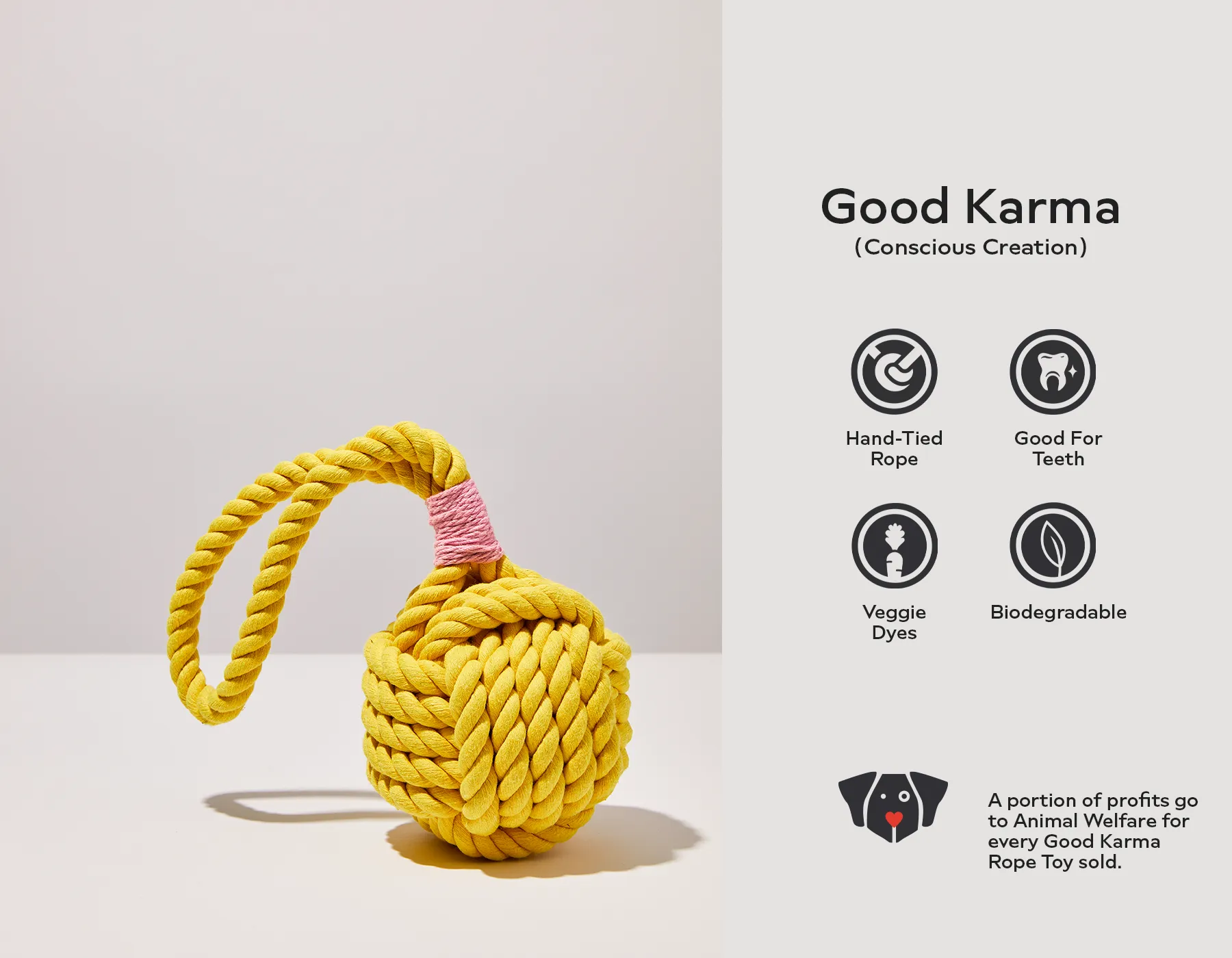 Yellow Celtic Knot Tie Rope Dog Toy
